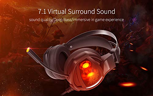 Ranipobo Stereo Gaming Headset, 7.1 Surround Sound USB Computer Kopfhörer mit Mikrofon Noise Cancelling (Schwarz)