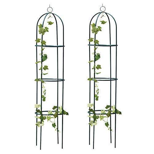 Garden Mile® 2x Large 2m Metal Garden Obelisk Heavy Duty Strong Tubular Plant Cage For Roses Climbing Plant Support Structure Obelisks For Climbing Plants Garden Decoration