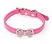 Neonr Bling Rhinestone Bow Tie Pet Cat Dog Collar Necklace Jewelry with Black,Pink,Red,Rose Red,Blue Colour for Small or Middle Cat Dog Pets.(Rose Red)