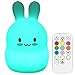Xmeilo Cute Animal Rechargeable Silicone Baby LED Nursery Night Lights Lamp with Touch Sensor, Remote Control and Timer Rabbit