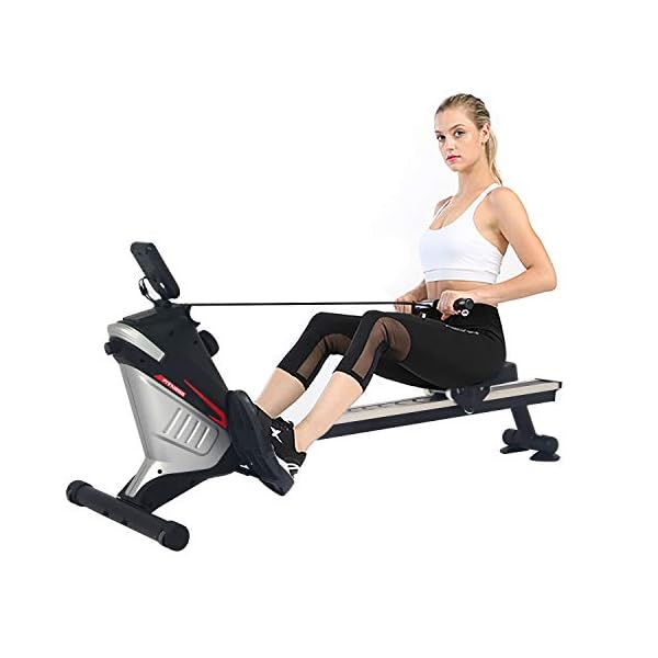 ISE-SY-1750-SY-1750-Magnetic-Rowing-Machine-with-8-Levels-of-the-Computer-Slide-Black-and-Red-145-x-46-x-20-cm ISE SY-1750 Rowing Machine with Magnetic Braking System, 8 Resistance Levels, Aluminium Slide, LCD Screen, Silent