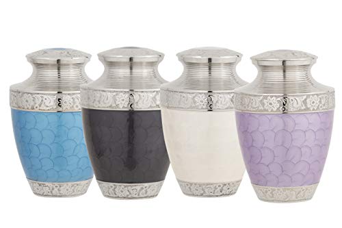 Enshrined Memorials Cremation Urn for Ashes - Artemis Series Affordable Solid Brass Metal Quality Handcrafted for Human Funeral Burial Large 10 inch & Keepsake Bundle, Lavender Purple - Thumbnail 2