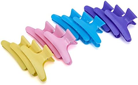 Alaboudi 12 PCS Colorful Hairdressing Tool Butterfly Hair Claw Salon Section Clip Clamps