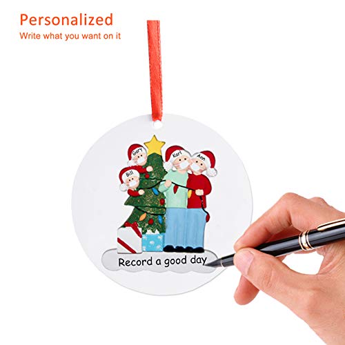 CJWPOWER 2020 Personalized Christmas Ornament, Quarantine Themes, Best Gift for Family, Neighbors, Friends, Church Members, Grandparents and More (Lights, Family of 4)
