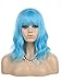 eNilecor Blue Wig Short Curly Bob Wigs with Air Bangs 14