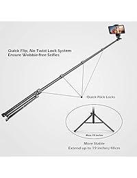 UBeesize Selfie Stick Trípode extensible con soporte de trípode de 50.0 in con mando a distancia Bluetooth para iPhone y teléfono Android, aluminio resistente, ligero), selfie stick tripod