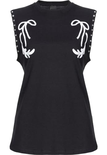 Pinko Tara Camiseta de Jersey Impreso Camisa Cami, Z99_Negro Limousine, XXL para Mujer