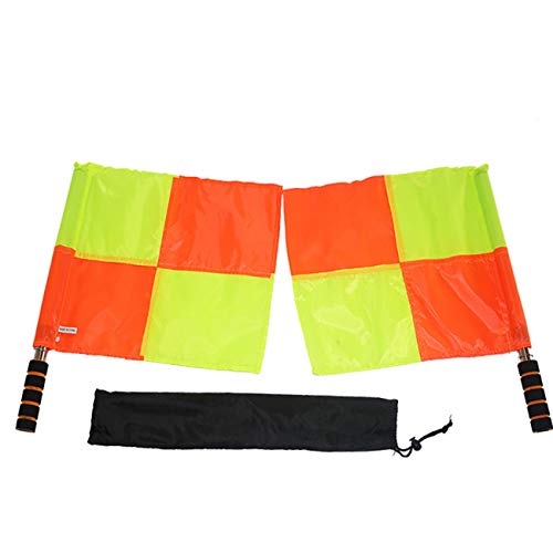 Dalkeyie 1Pair Soccer Referee Flags Professional Fair Play Football Linesman Flags with Storage Bag Sports Game Referee Equipment(Yellow&red)