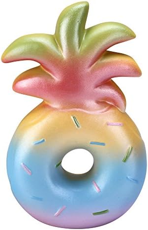 Squishy Jumbo Pineapple Donut 6.1", VLAMPO Slow Rising Squishies Party Favors Charms Scented Squezze Toys Soft Stress Toys for Kids and Adults (Rainbow)
