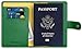 SimpacX Leather Passport Holder Wallet Cover Case Travel Wallet RFID Blocking 12 Contract Colors (Green)