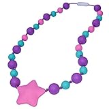 Sensory Oral Motor Aide Chewelry Necklace - Chewy Jewelry for Sensory-Focused Kids with Autism or Special Needs - Calms Kids and Reduces Biting/Chewing/Fidgeting – Starlight (Purple/Aqua/Pink)