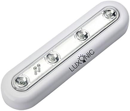 LUXONIC LED Touch induction Light 4 LED Super-bright Energy Saving Battery Powered Night Light Wall Light for Closet Cabinet Stairs Step (1pack, white)