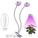 Plant Grow Light, SOLMORE Dual Head Plant Lights Desk Clip 14 LED 4 Dimmable Levels Grow Lamp with 360° Adjustable Gooseneck Grow Light for Indoor Plants,Plant Growing,Greenhouse,Hydroponic Garden