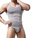 YUFEIDA Mens High Cut Wrestling Singlet Leotard Smooth Thong Bodysuit Jumpsuit Briefs Vest Swimwear(Gray M)