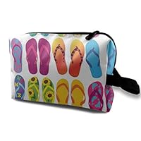 JOEKAORY Cosmetic Bag Portable Handbag Colorful Flip Flops Travel Toiletry Pouch Small Makeup Bags Case Organizer