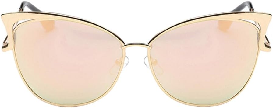 JYR Women Personality Vintage Tide Cateye Sunglass Fashion anti-ultraviolet Cateye Metal Sunglass Polarized eyewear - Golden - Frame - Baby Pink