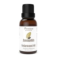 Cedarwood Essential Oil by AromaOils - 1 oz (30 ml) - 100% Pure Therapeutic Grade from Texas - Best Used Now for Aromatherapy, Inflammation, Hair Loss, Acne, Tension Relief, and as an Anti-Septic