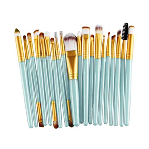 Fueyou Makeup Brush Set Makeup Brushes Premium Synthetic Foundation Powder Concealers Eye Shadows Makeup Tools Make-up Toiletry Kit Wool Fast Delivery To US 4-8 Days(20 Pcs,Green+Rose Gold)