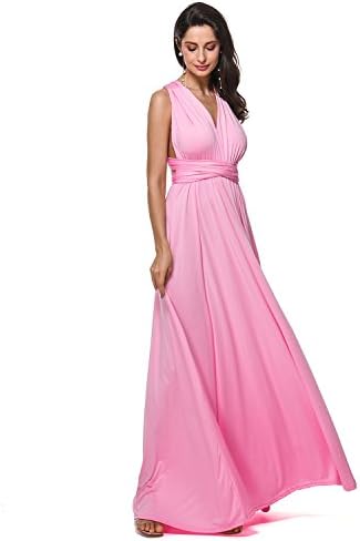 GAMISS Women 3/4 Sleeve Deep V Neck Wedding Evening Party Plus Size Maxi Dress