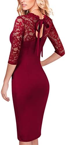 GlorySunshine Floral Lace Back Strap Bodycon Cocktail Party Dress for Women