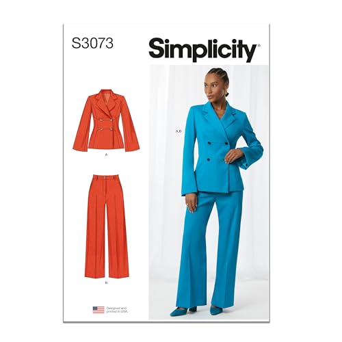 Simplicity SS3073AA Misses' and Women's Fitted Lined Jacket and Wide Leg Pants…