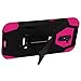 ZTE MAX DUO LTE Case,IDEA LINE INC(TM)Heavy Duty Armor Shock Proof Dual Layered Hybrid Turbo SC & PC Cover w/ Kickstand + Stylus Pen + HD Screen Protector(Black/Hotpink)