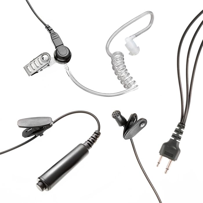 3 Wire Covert Acoustic Tube Earpiece with PTT Microphone for ICOM 2 Pin Radio