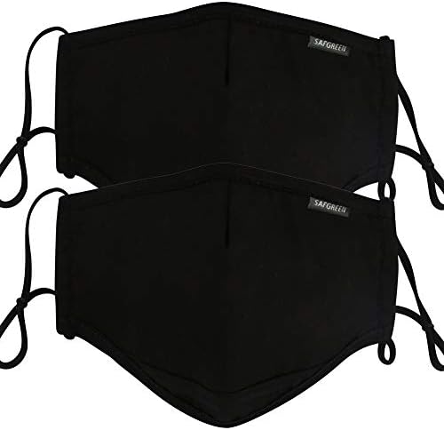 Black Mask Washable Reusable - 2 PCS N95 Respirator Cotton Mask 5 Layer Activated Carbon