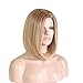 Wigood 16 inch Bob Wig Short Blonde Straight Heat Resistant Fiber Wig with Free Wig Cap for Women
