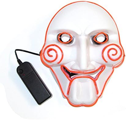 Light Up EL wire Saw Movie Shape Mask Frightened Halloween Rave Party Glow Mask(Orange)