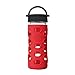 Lifefactory 12-Ounce BPA-Free Glass Water Bottle with Classic Cap and Protective Silicone Sleeve, Apple Red