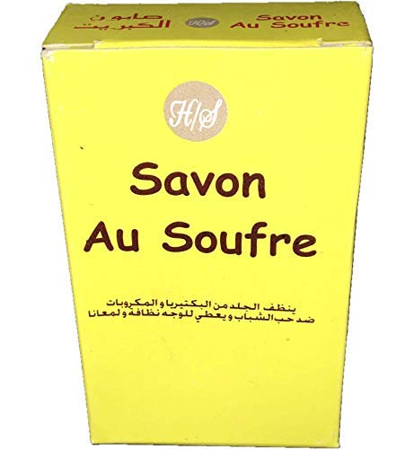[***Made from Moroccans***] Dermatological sulphur soap dermatological antiseptic without colourant, without parabens, without fragrances, against acne & PSORIASIS & eczema from Morocco