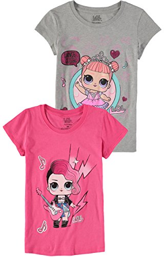 LOL Surprise! Girls' Short-Sleeve T-Shirt 2-Pack (Pink/Grey, 12/14)