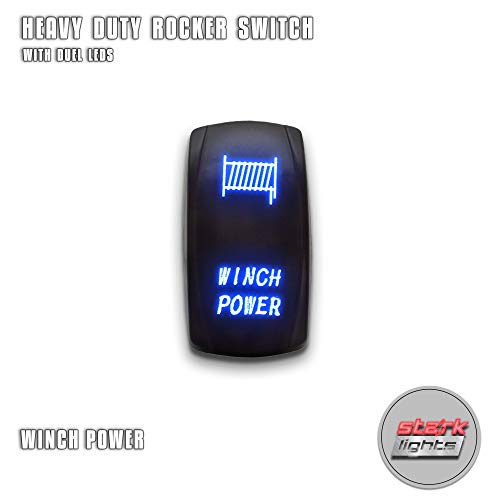WINCH POWER - Blue - STARK 5-PIN Laser Etched LED Rocker Switch Dual Light - 20A 12V ON/OFF