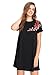 ROMWE Women's Short Sleeve Shirt Embroidered Floral Casual Swing Dress Black M