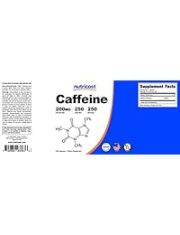 Nutricost - Pastillas de cafeína, 200 mg por servicio, 1