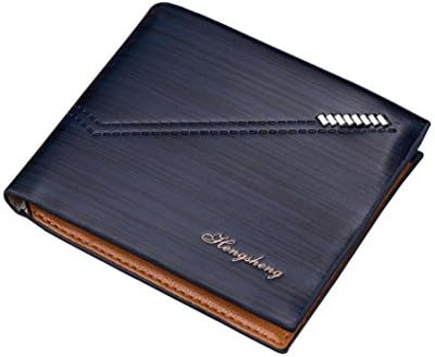 Fineshow Men RFID Blocking Short Leather Wallet Card Holder Purse With Coin Pocket (short, blue)