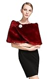 Faux Fur Shawl Wrap Women’s Bridal Winter Wedding Party Shrug Free Brooch (12 colors) by BEATELICATE