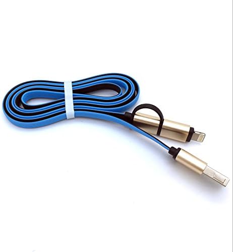 1JUSTLINK D17 Multi Function Micro USB OTG Cable 3.3ft 2 in 1 USB Data Cable Sync Charger High Quality TPE Wire USB Connector Double color Cable For iPhone 5s 6 for Samsung S5 Android (Blue and Black)