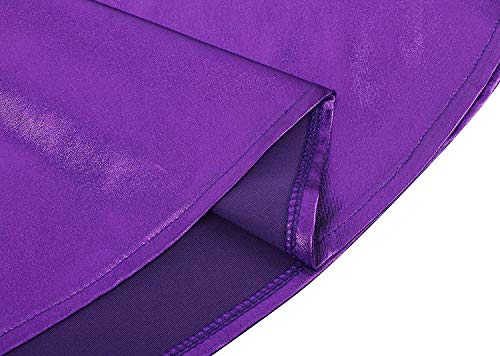 Womens Cute Shiny Flared Pleated Casual Fashion Skater Long Bed Skirt Purple L - Thumbnail 3