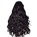 Long Curly Wigs Lace Front for Women Girls, Iuhan Black Brazilian Remy Human Hair Body Wave Lace Front Long Human Hair Wigs (Black)