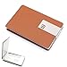 Rerii Business Card Holder Leather Surface Stainless Steel Business Card Case Name Card Holder (Brown D)
