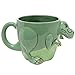 MyGift 12 oz Gray Ceramic Coffee Mug with Smiling Happy Baby Shark Shaped Design, Two Tone Shark-Themed 3D Cartoon Animal Drinking Tea Cup with Handle, Cute Novelty Gift (Green)