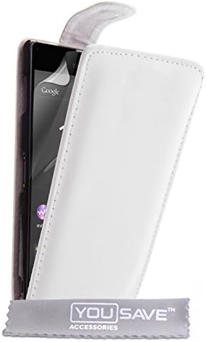 YouSave Flip Case for Sony Xperia Z3+ White Faux Leather [SE-HA03-Z087]