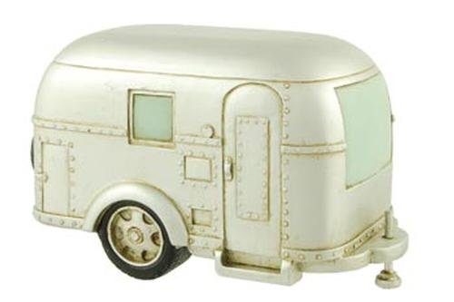 Coin Bank, Silver Vintage Travel Trailer Camper