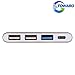 TOWABO 4-in-1 USB-C Hub with Type C, USB 3.0, USB 2.0 Ports for New MacBook 2015/2016 ,ChromeBook Pixel Devices Nokia N1,Nexus 6/6p and Other Type-C HUB Devices Connecting Adapter
