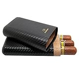 Cigar In Style Carbon Fiber Leather 3 Tube Wooden