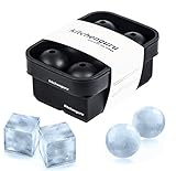 kitchenguru Silicone Ice Cube Trays & Molds - Large Cubes AND Round Ice Ball Maker Combo Kit - Impress your friends with the coolest of ice cubes that won't water down your drink!