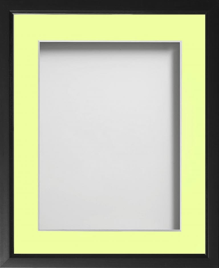 Frame Company Drayton Range Black Frame with Lemon Bon Bon Mount, A4 for 10x6 *Choice of Sizes* Fitted with Real Glass