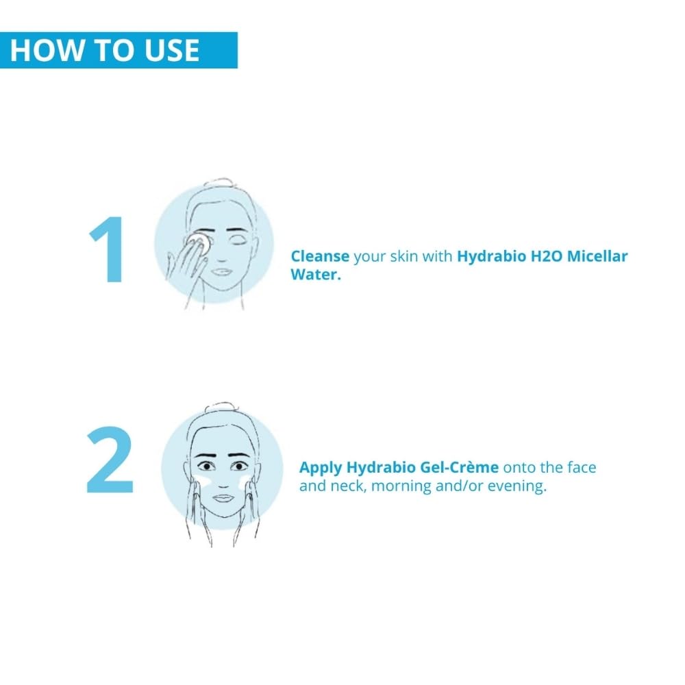 Bioderma Hydrabio Face Cream, Gel Cream Moisturizer, Provides Radiance, Lightweight Face Moisturizer for Normal to Combination Sensitive Skin, 1.33 Fl Oz (Pack of 1)